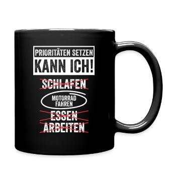 Biker Motorradfahrer Motorrad - Tasse einfarbig - Schwarz - Rechts