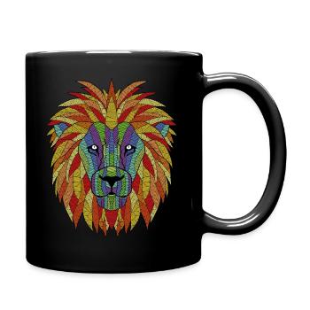 illustration lion couleur - Mug uni - noir - Droite
