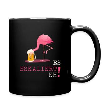 Es eskaliert eh Flamingo Party Bier - Tasse einfarbig - Schwarz - Rechts