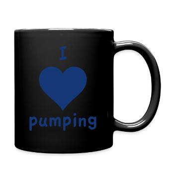 I heart pumping blue logo - Full Colour Mug - black - Right