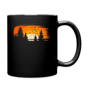Wald mit Vögeln orange - Tasse einfarbig - Schwarz - Rechts