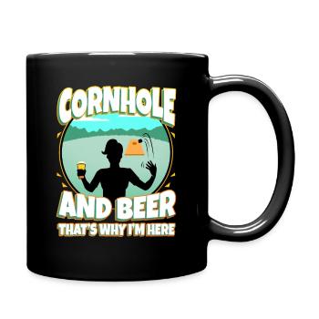 Cornhole and beer thats why im here - Tasse einfarbig - Schwarz - Rechts