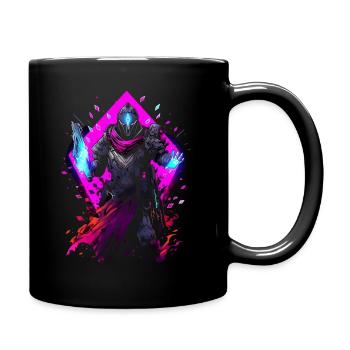 Epic Gamer Guardian in Vaporwave Synthwave Farben - Tasse einfarbig - Schwarz - Rechts