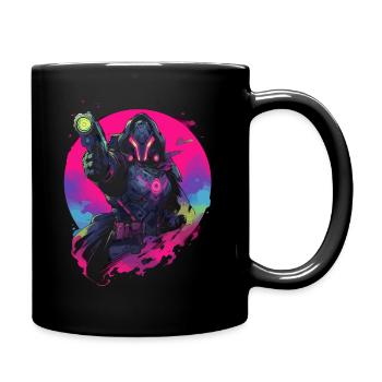 Epic Gamer Guardian in Vaporwave Synthwave Farben - Tasse einfarbig - Schwarz - Rechts
