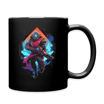Epic Gamer Guardian in Vaporwave Synthwave Farben - Tasse einfarbig - Schwarz - Rechts