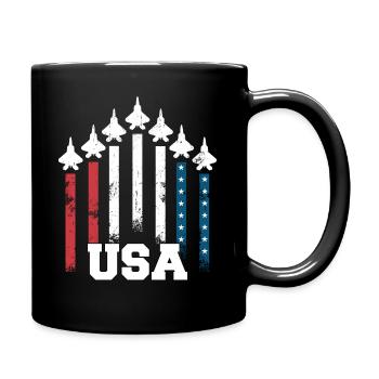 Avion de combat des États-Unis drapeau formation de l’armée de l’air - Mug uni - noir - Droite