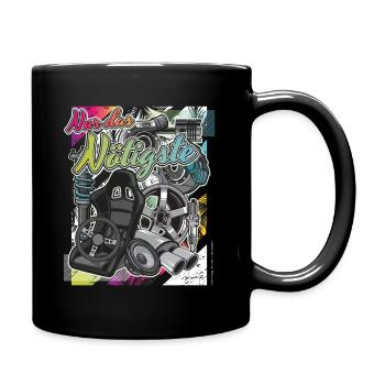 Nur das nötigste Tuning Auto Werkstatt Mechaniker - Tasse einfarbig - Schwarz - Rechts