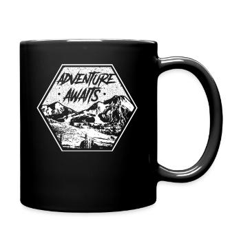Adventure awaits - Tasse einfarbig - Schwarz - Rechts