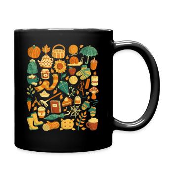 Herbst - Tasse einfarbig - Schwarz - Rechts