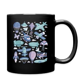 Aviation - Helicopter, Airplane, UFO - Full Colour Mug - black - Right