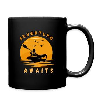 Das Abenteuer wartet auf das Kajak - Tasse einfarbig - Schwarz - Rechts