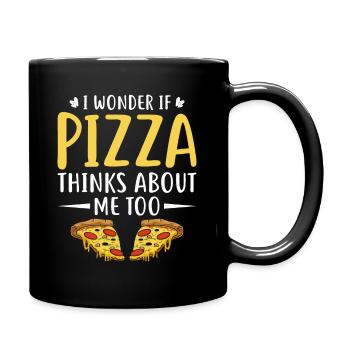 Pizza Just think of cheese pizza pizza slice - Full Colour Mug - black - Right
