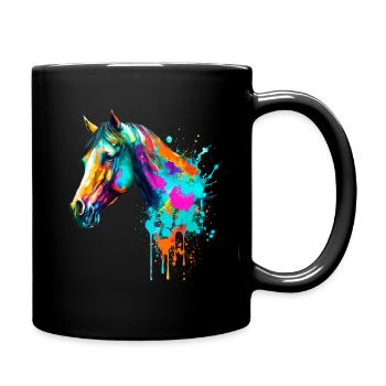 Pferd in Aquarell - Tasse einfarbig - Schwarz - Rechts