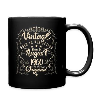 Vintage born in August 1960. Birthday August 1960 - Full Colour Mug - black - Right