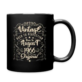 Jahrgang, geboren im August 1966. Geburtstag August 1966 - Tasse einfarbig - Schwarz - Rechts