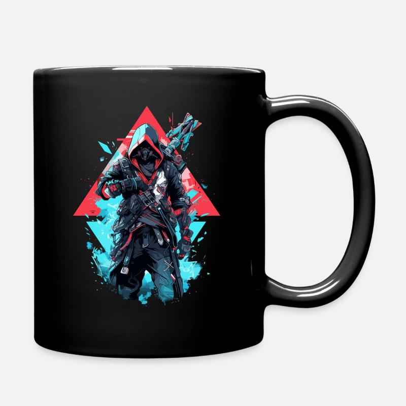 Epic Gamer Cyber Assassin in Blue and Red - Full Colour Mug - black