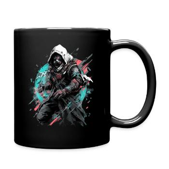 Epic Gamer Cyber Assassin with Gas Mask - Full Colour Mug - black - Right