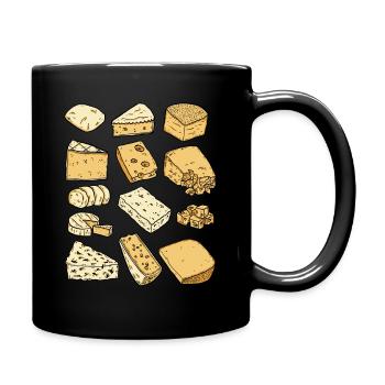 Käse (Parmesan, Gouda, Gorgonzola, Camember) - Tasse einfarbig - Schwarz - Rechts