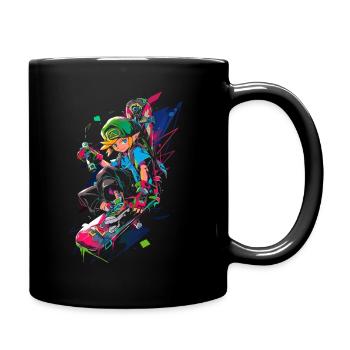 Legendary Forest Boy: Cool Boarder Gaming Design - Full Colour Mug - black - Right
