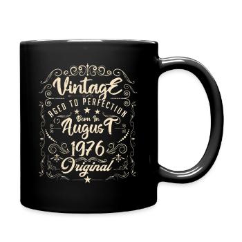 Jahrgang, geboren im August 1976. Jubiläum August 1976 - Tasse einfarbig - Schwarz - Rechts