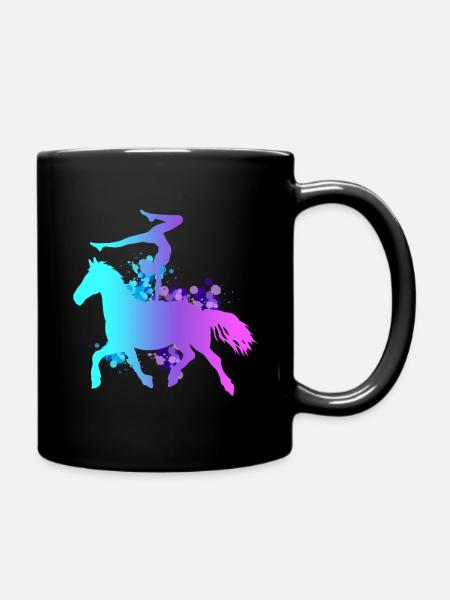 Voltigieren Reiten Pferd Spruch Reiterin Reiterhof - Tasse einfarbig - Schwarz