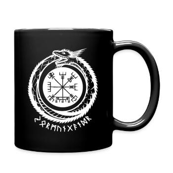 Jörmungandr mit Wikinger Kompass - Tasse einfarbig - Schwarz - Rechts