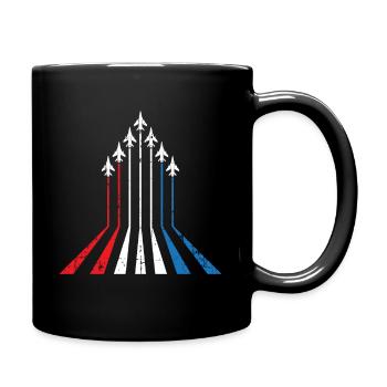 American Flag USA Airplane Jet Fighter 4th of July - Full Colour Mug - black - Right