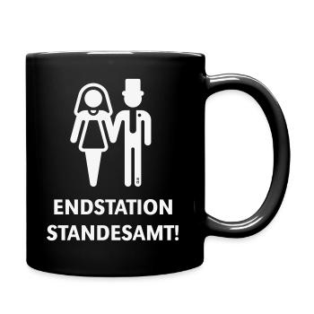 Endstation Standesamt! (Bräutigam Braut JGA / W) - Tasse einfarbig - Schwarz - Rechts