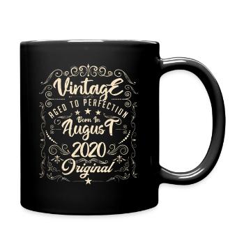 Jahrgang, geboren im August 2020. Geburtstag August 2020 - Tasse einfarbig - Schwarz - Rechts