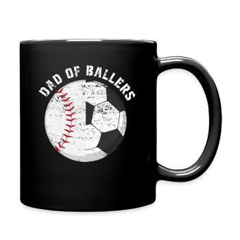 Dad of Ballers Father Soccer Baseball Player Coach - Full Colour Mug - black - Right
