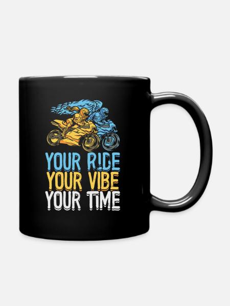 Ihre Fahrt, Ihre Stimmung, Ihre Zeit, Motorrad - Tasse einfarbig - Schwarz