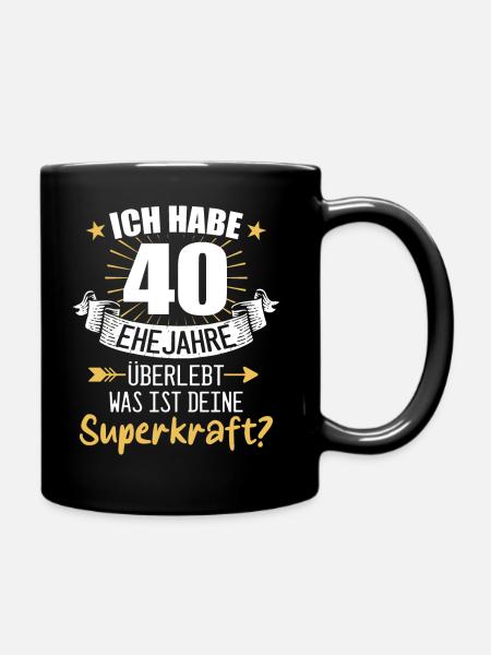 40 Hochzeitstag Geschenk Ehejahre - Tasse einfarbig - Schwarz