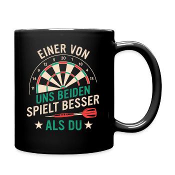 Dart Darts Dartspieler Dartsport - Tasse einfarbig - Schwarz - Rechts