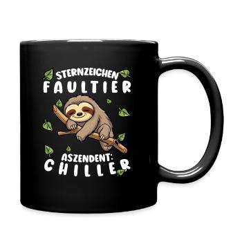 Faultier Lustiger Spruch: Sternzeichen Faultier - Tasse einfarbig - Schwarz - Rechts