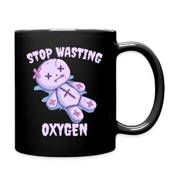 Stop Wasting Oxygen Pastel Goth Kawaii - Full Colour Mug - black - Right