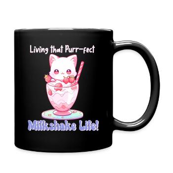 Living That Purr-fect Milkshake Life - Happy Cat - Full Colour Mug - black - Right