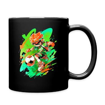 Unique cartoon footballer in gaming style - Full Colour Mug - black - Right
