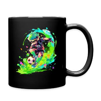 Coole StreetArt-Gaming-Vibes mit Fußballspieler - Tasse einfarbig - Schwarz - Rechts