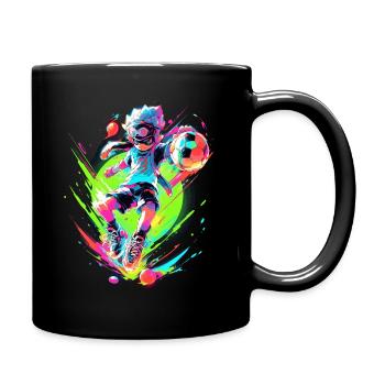 Funky cartoon footballer in street art gaming flair - Full Colour Mug - black - Right
