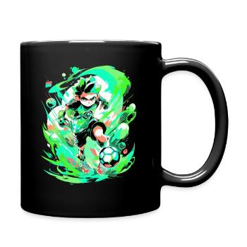 Coole StreetArt-Gaming-Vibes mit Fußballspieler - Tasse einfarbig - Schwarz - Rechts