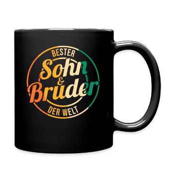 Sohn Bruder - Tasse einfarbig - Schwarz - Rechts