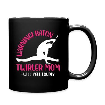 Avertissement! Matraque virevoltante maman - Criera fort - Mug uni - noir - Droite