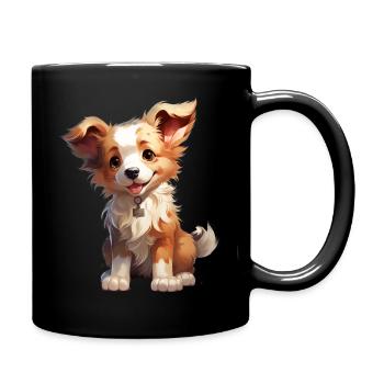 Chibi-Hund - Tasse einfarbig - Schwarz - Rechts