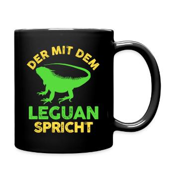 Der mit dem Leguan spricht - Tasse einfarbig - Schwarz - Rechts