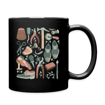 Schuster, Schuhmacher - Leisten, Werkzeug - Tasse einfarbig - Schwarz - Rechts