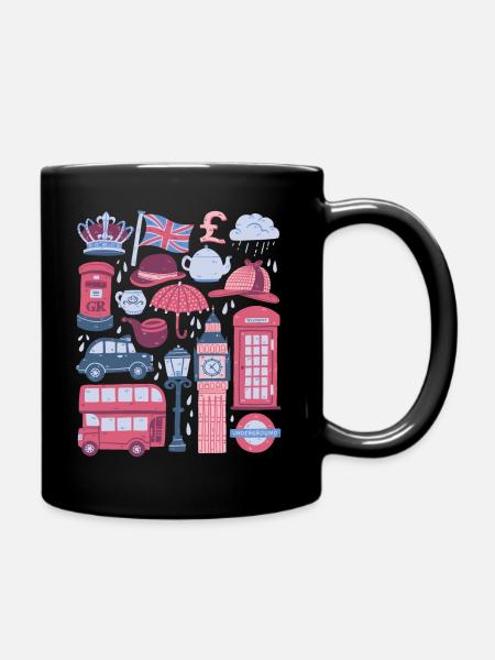 Angleterre Londres Big Ben Cabine téléphonique Bus Royaume-Uni - Mug uni - noir