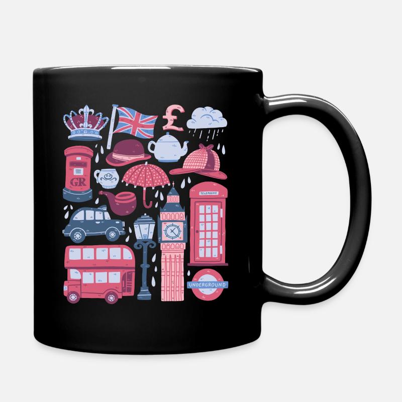 Angleterre Londres Big Ben Cabine téléphonique Bus Royaume-Uni - Mug uni - noir
