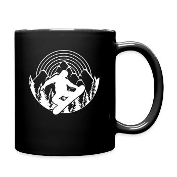 Snowboarders face à la chaîne de montagnes - sports d’hiver - montagnes - Mug uni - noir - Droite