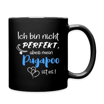 Perfekter Pugapoo - Pudel Mops Mix - Tasse einfarbig - Schwarz - Rechts
