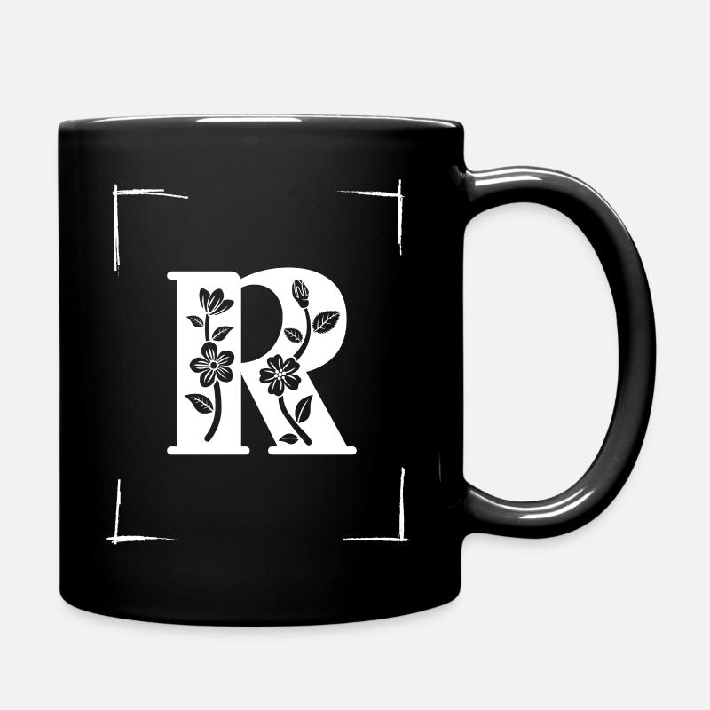 letter R initial - Full Colour Mug - black